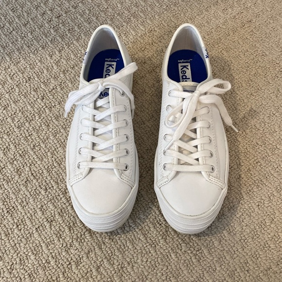 Keds Triple Kick leather Platform Sneakers in White size 6 - Picture 1 of 4